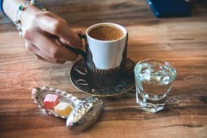 Turkish Delight and coffee- a winning combination 
