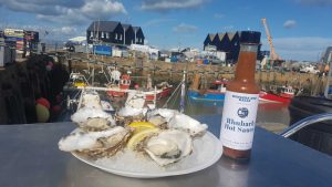 Rhubarb Hot Sauce and Oysters in Whitstable